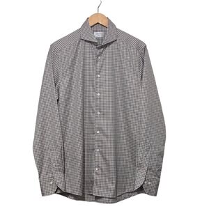 Stenströms Mens  Slimline Checkered Dress Shirts Neck 16.5
